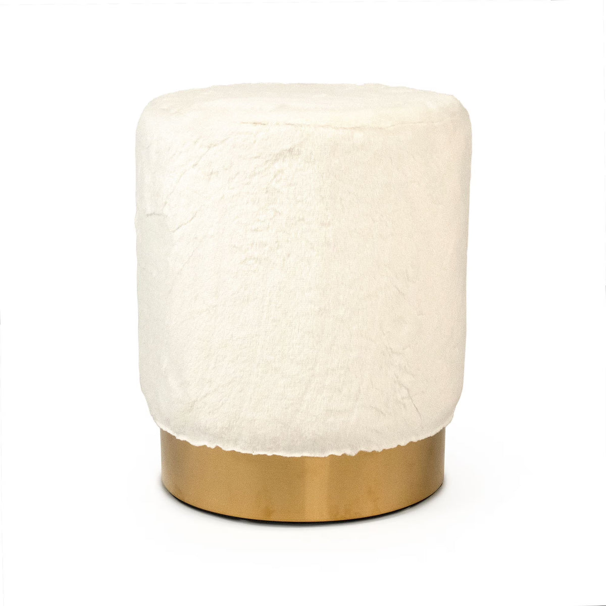 White and Gold Upholstered Vanity Stool Q66558