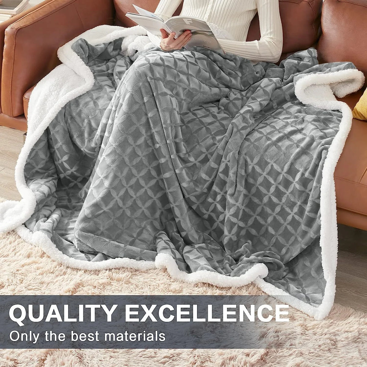 Sherpa Fleece Throw Blanket 50"x60" Y7870