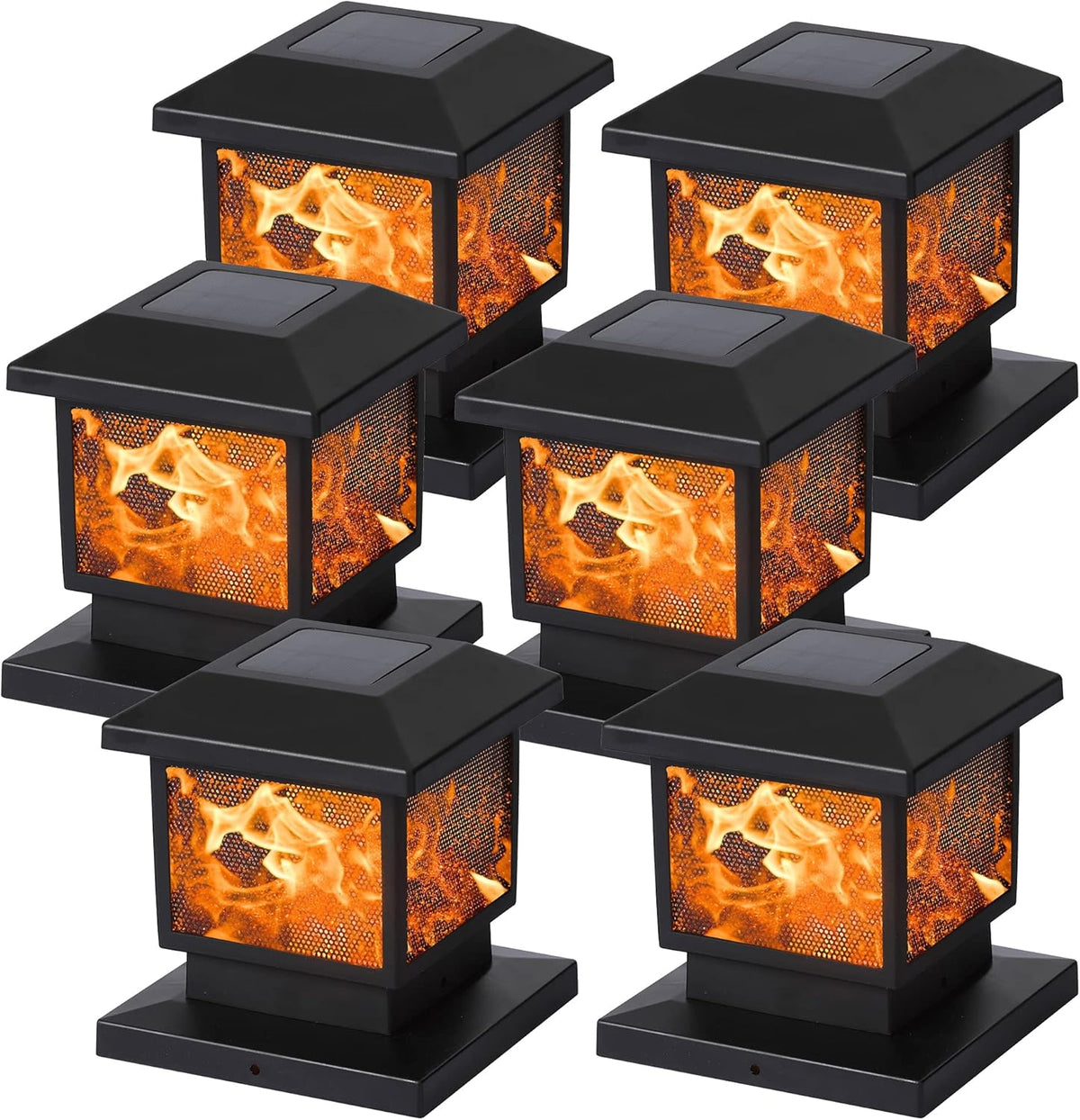 6 Pack Solar Flame Post Lights Z90592