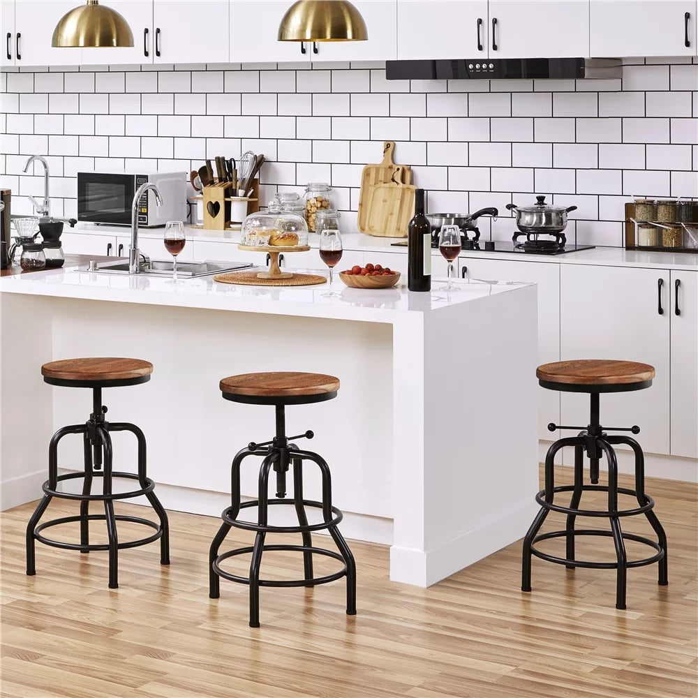 Round Wood Metal Bar Stool Z163