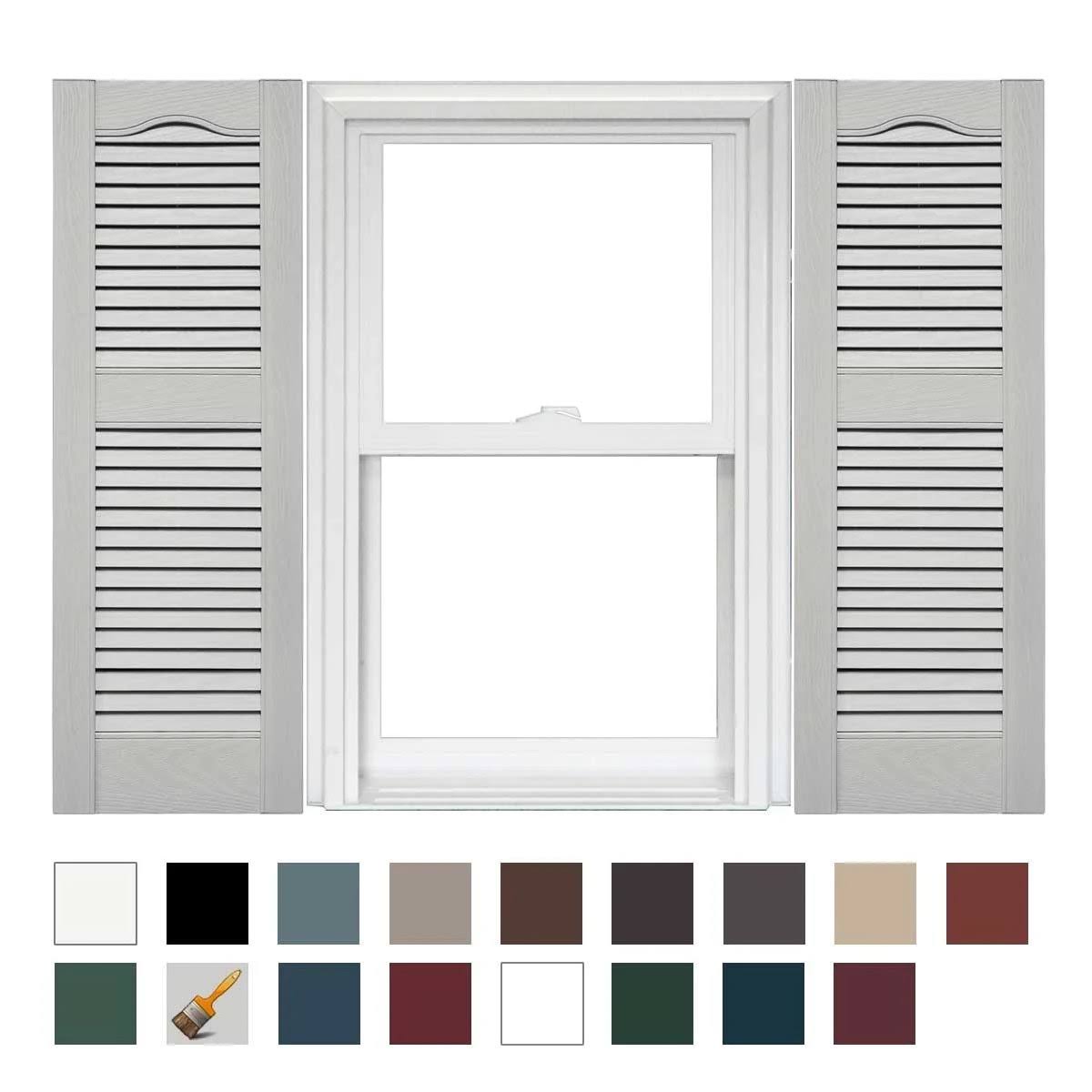 Vinyl Open Louver Shutters 1 Pair 14.5 x 64 Paintable W4761
