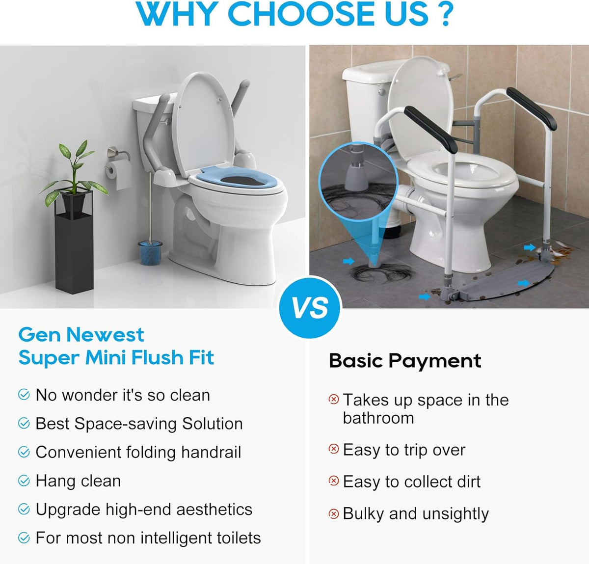Heavy Duty Toilet Safety Rails with Foldable Handles B209