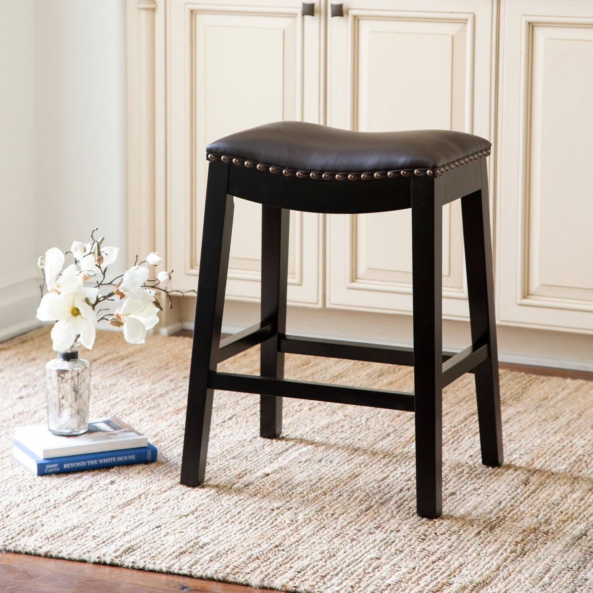 Red Bonded Leather Counter Stool X306