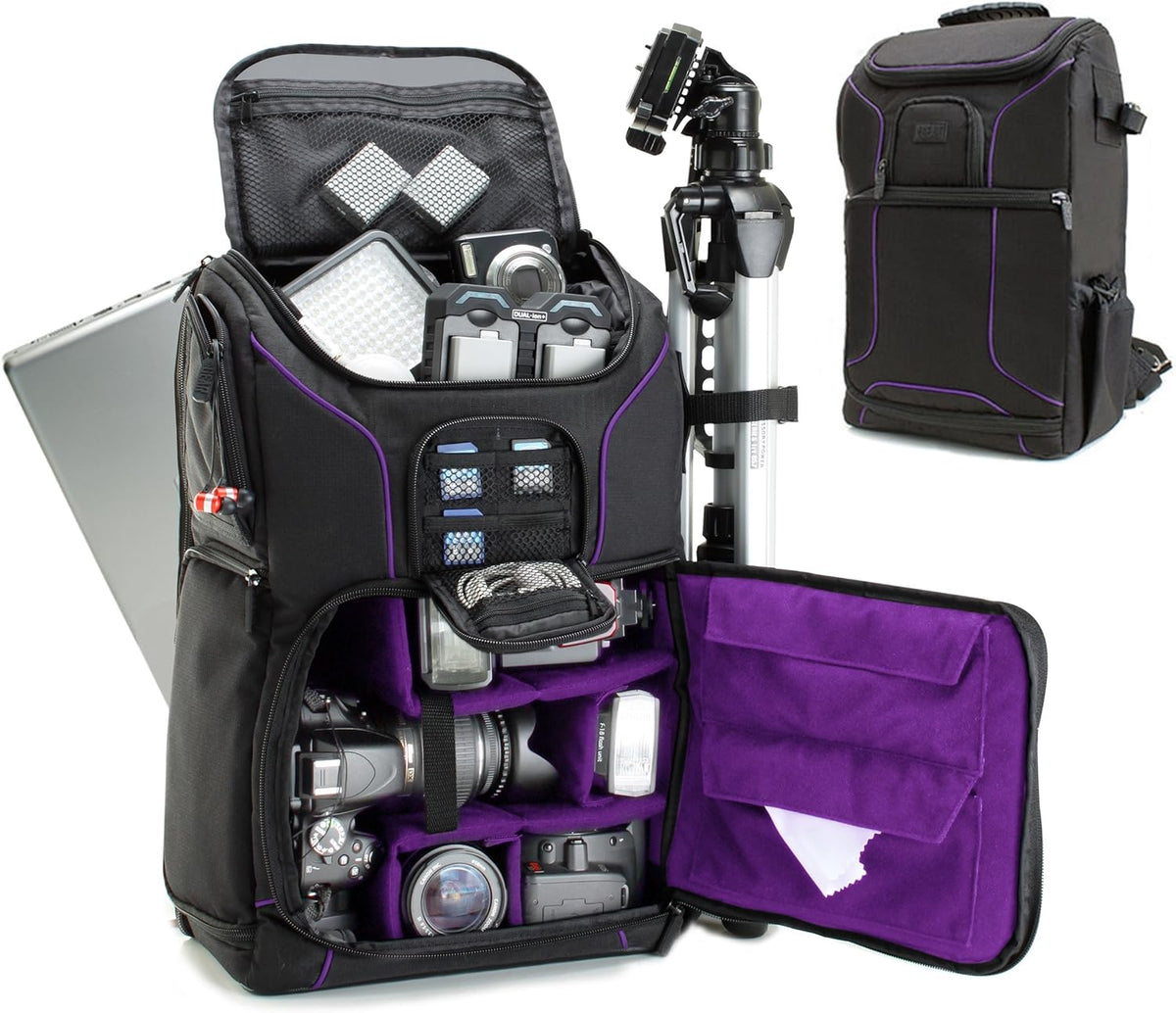 Red DSLR Camera Backpack with Laptop Compartment J9794
