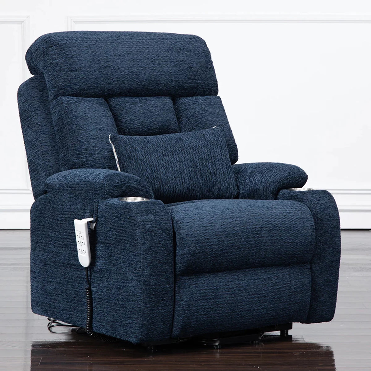 Power Lift Recliner With Lumbar Support Chenille Dark Blue I41429