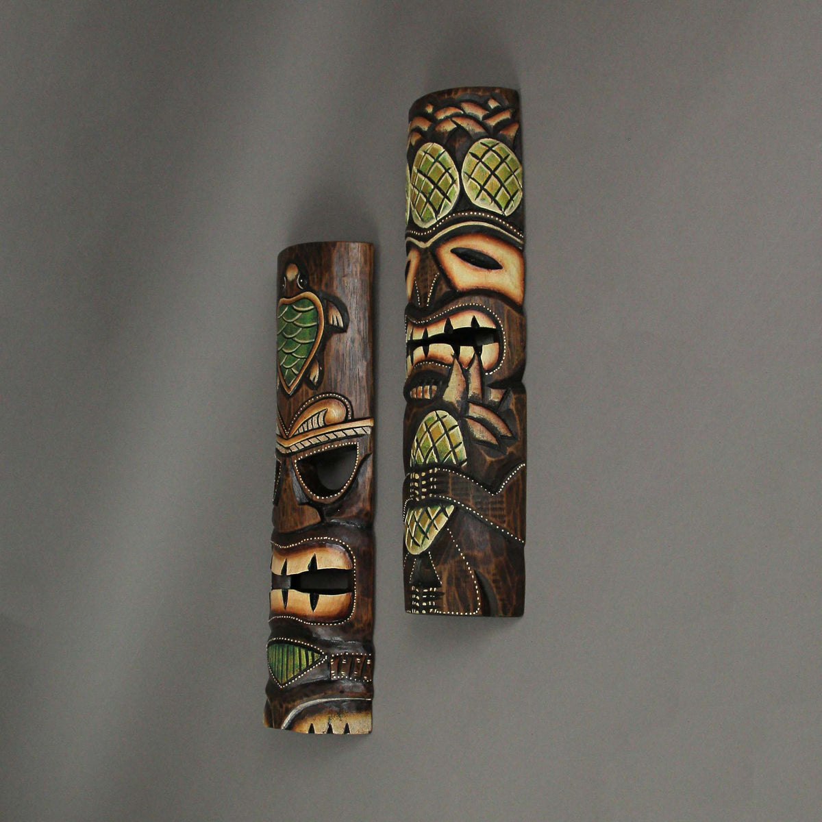 20 inch Wood Tiki Wall Mask Set of 2 K82183