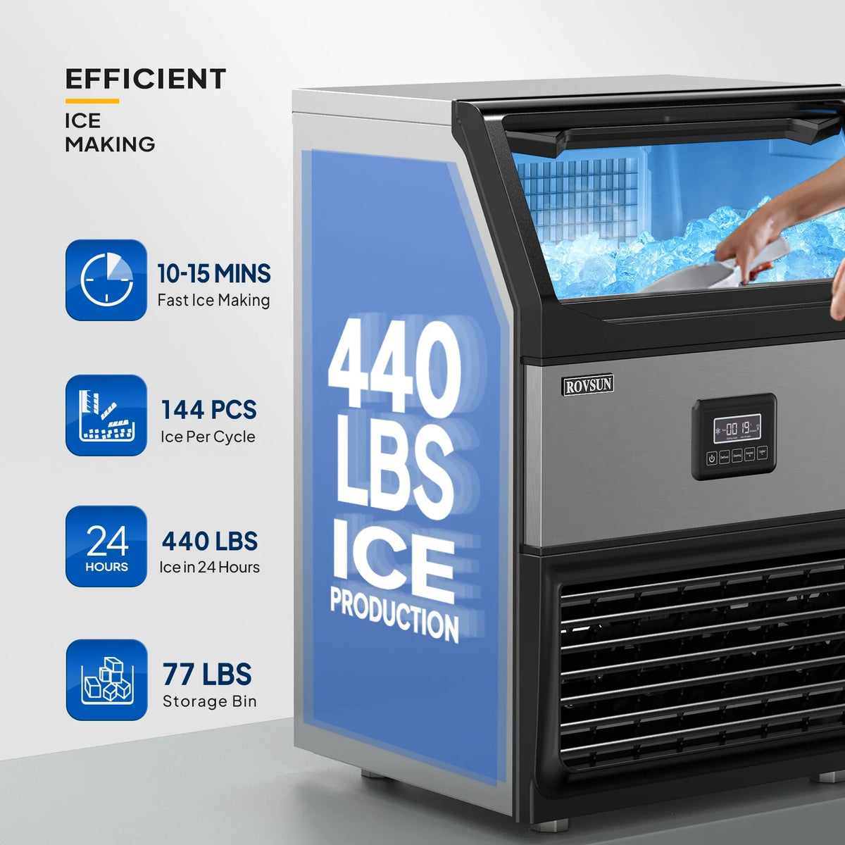Commercial Ice Maker with 77lbs Storage Bin V6608