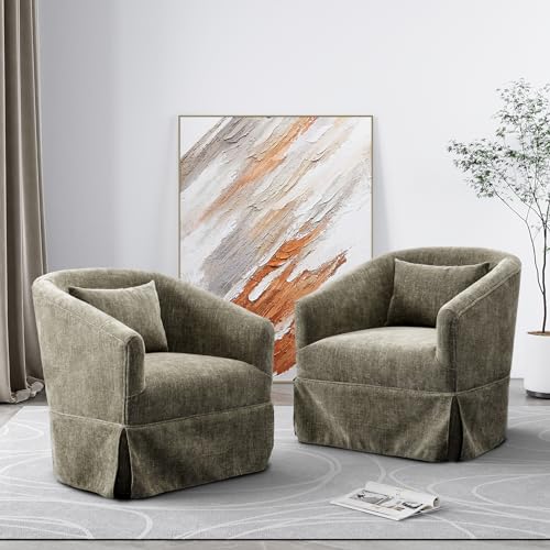 Beige Swivel Fabric Accent Chair Set of 2 Q6360