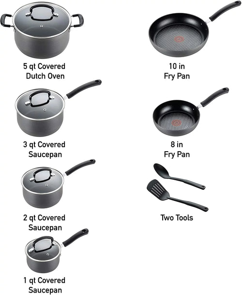 12 Piece Hard Anodized Nonstick Cookware Set T72605