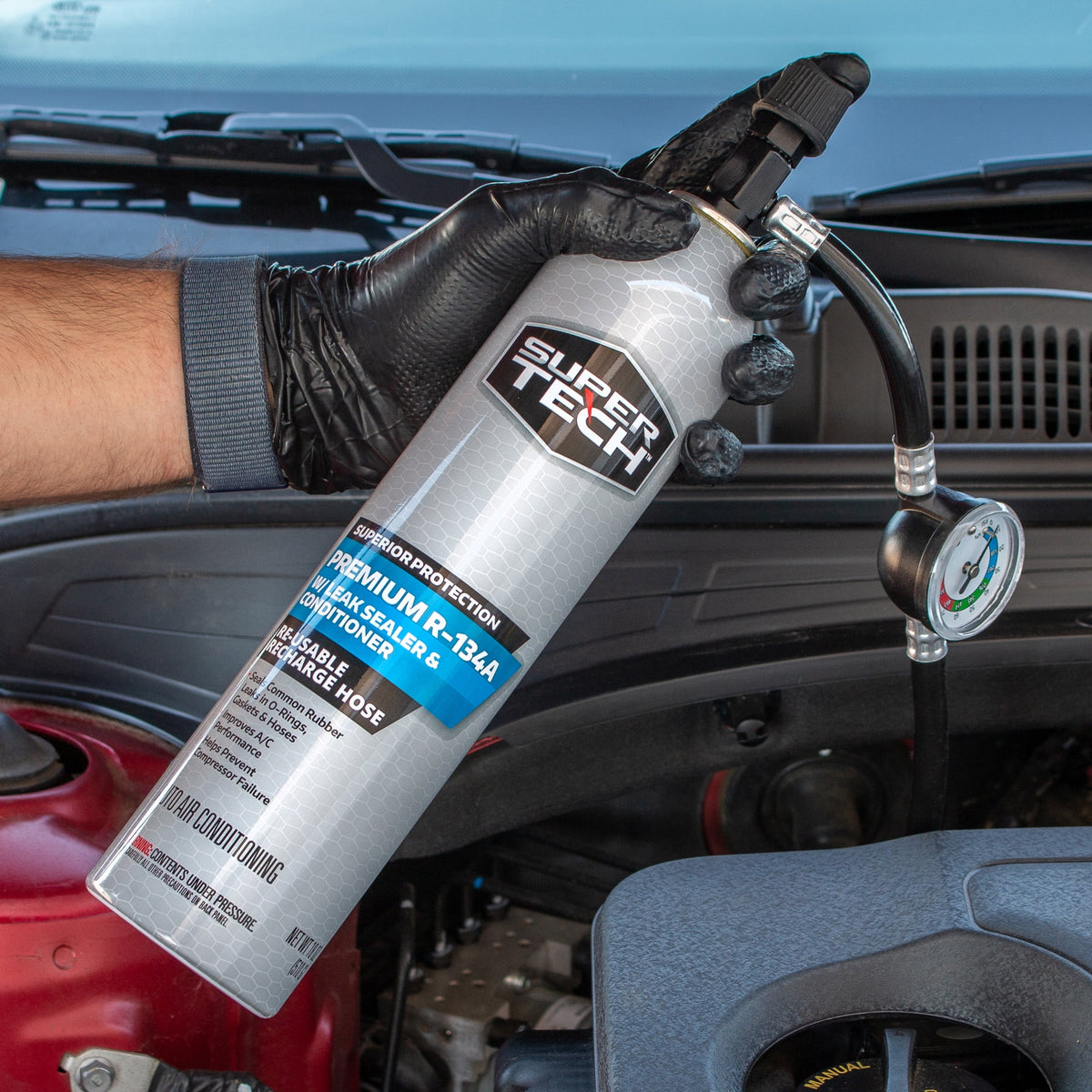 18 oz R-134a Automotive Refrigerant with Reusable Hose and Gauge P581811