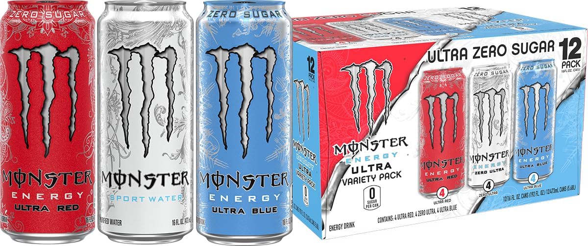 3 Flavor Variety Pack Sugar Free Energy Drink, 16 Ounce (Pack of 12) T85030