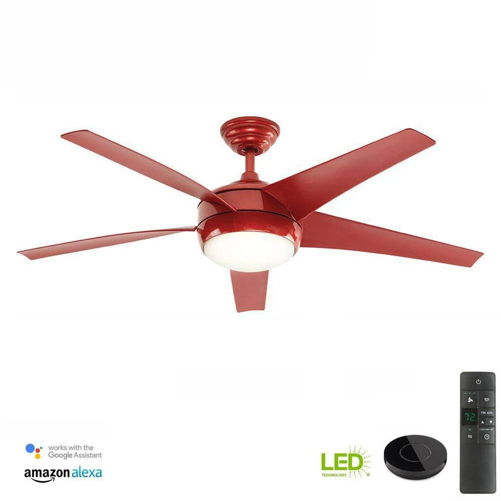 Red LED Indoor Ceiling Fan with Light Kit Q321