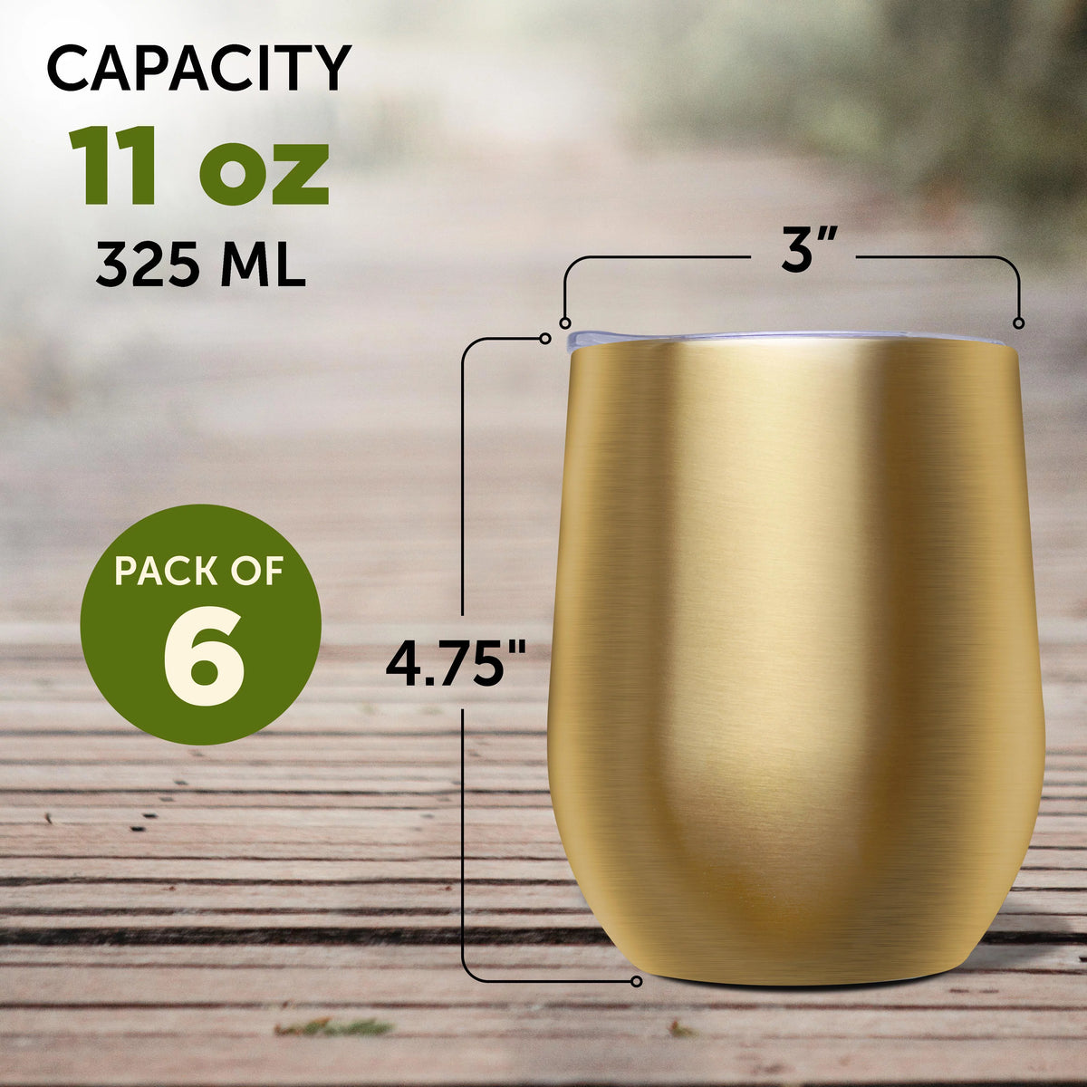 11 oz. Set of 6 Stemless Wine Glass Tumblers with Lids M493869