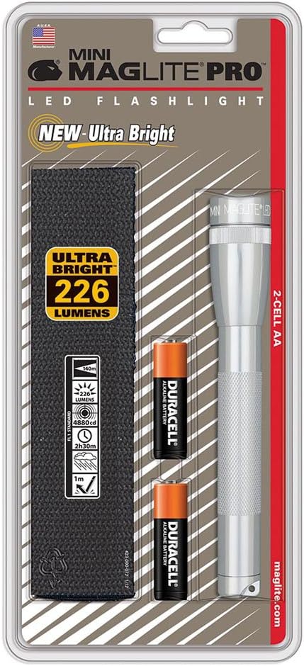 Silver Mini Mag AA Pro LED Flashlight 332 Lumens M903254