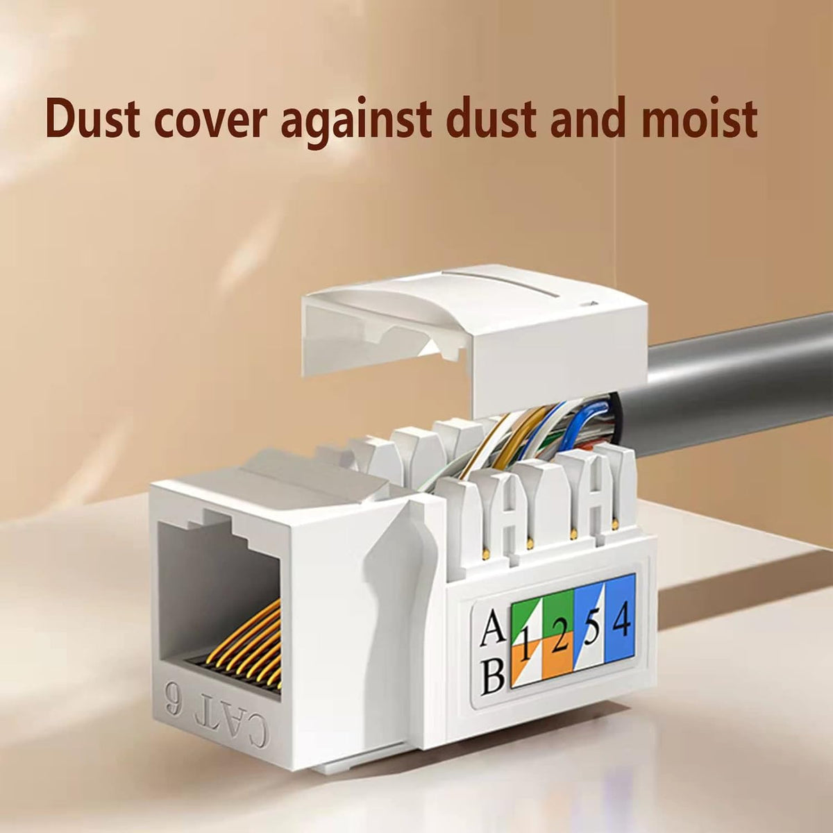 Cat6 RJ45 Keystone Jack Punch Down Connector 50-Pack White E1289