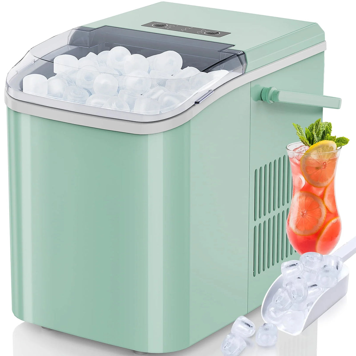 Black Portable Countertop Ice Maker with Handle and Ice Scoop L248