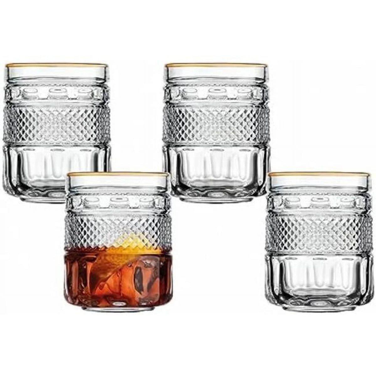 1 oz Gold Rim Beverage Glass Cup Set of 4 G8294