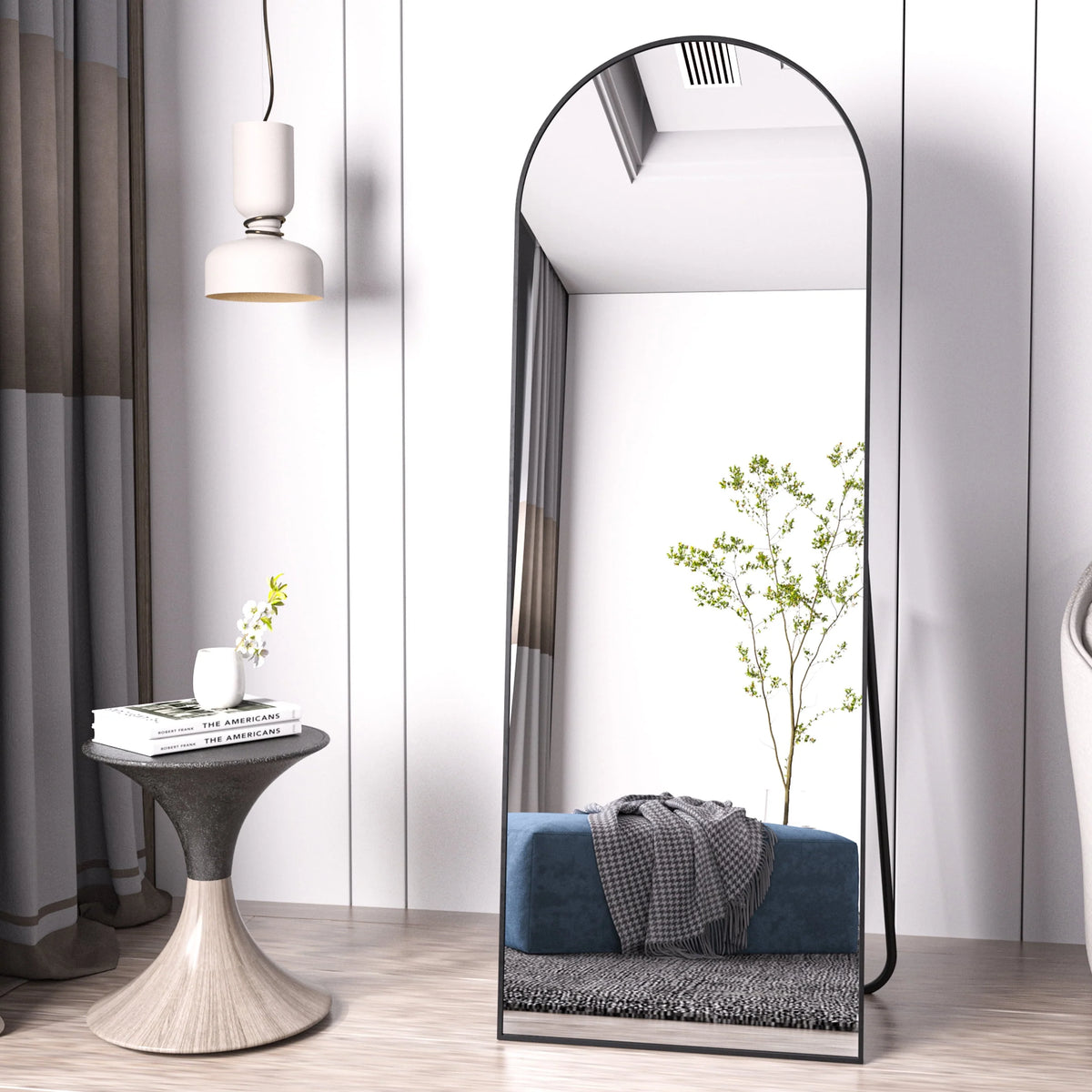 Arched Full Length Floor Mirror 58x18 Black D571942