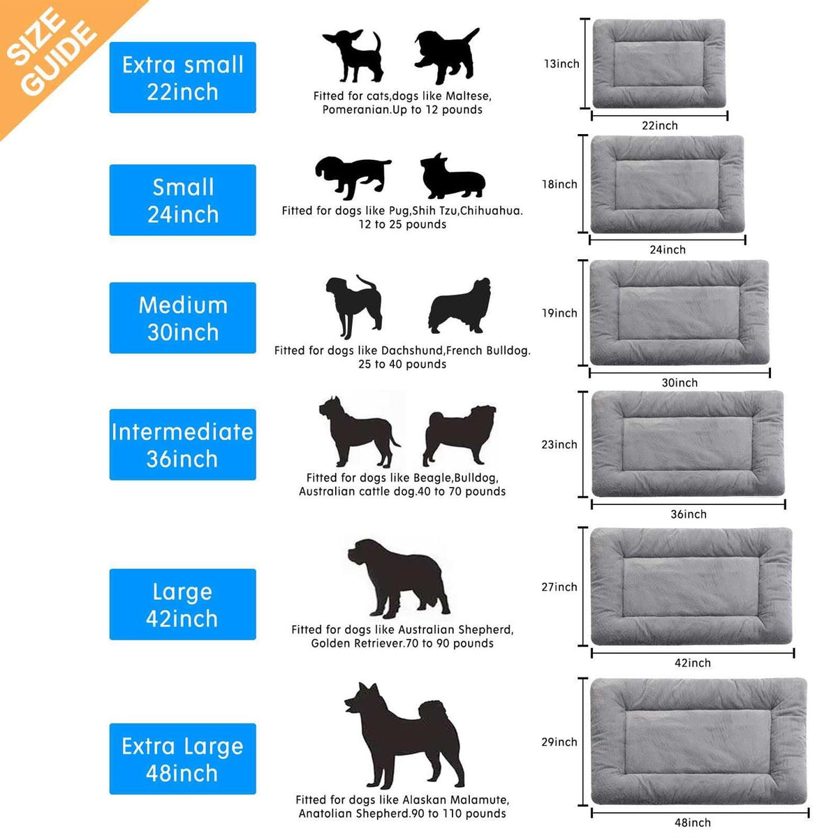Dog Crate Bed Washable Anti-Slip Kennel Pad I290524