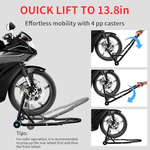 Motorcycle Stand & Lift Combo 882LBS Front/Rear Wheel Stand Black F6001