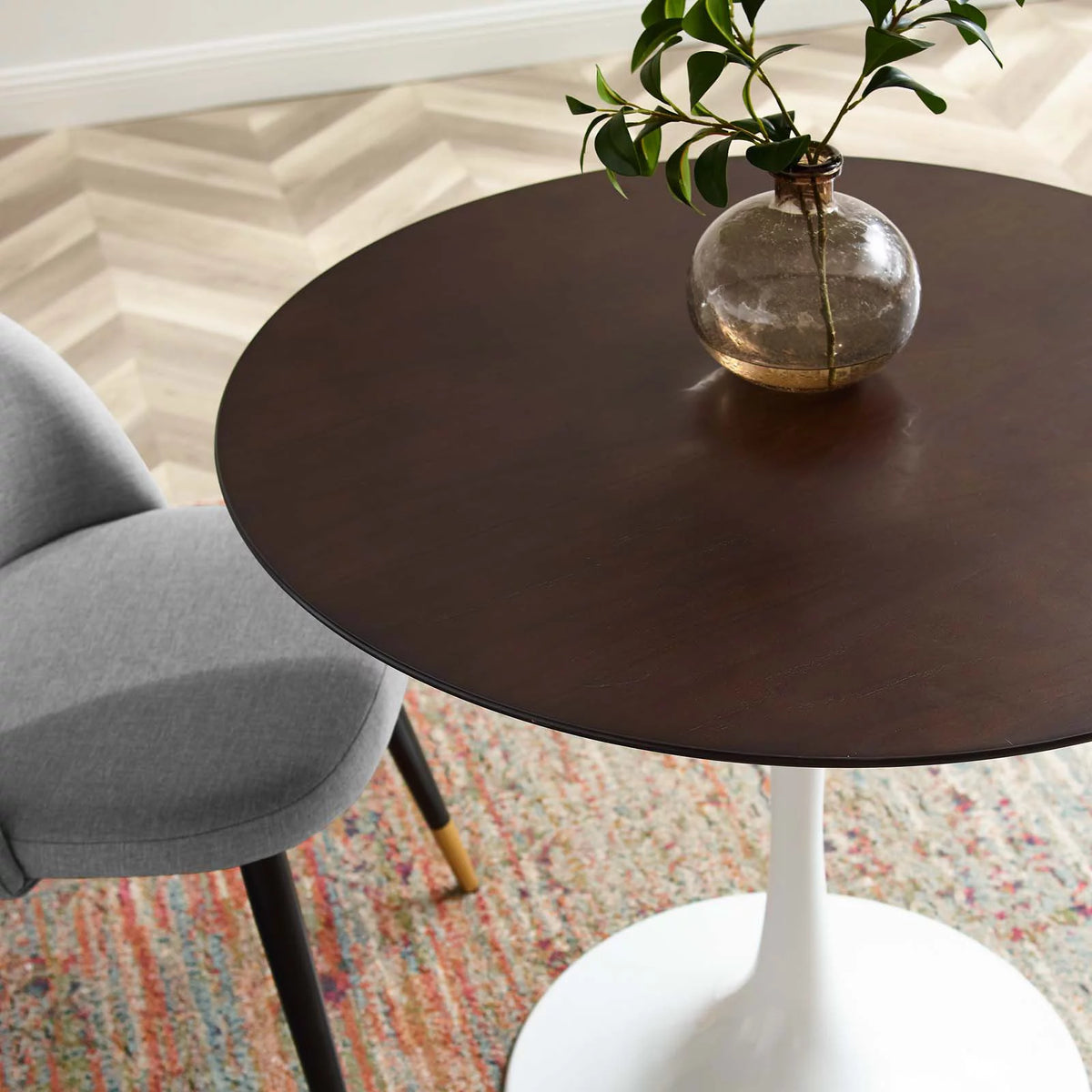 36 inch Round White Walnut Wood Dining Table T49579