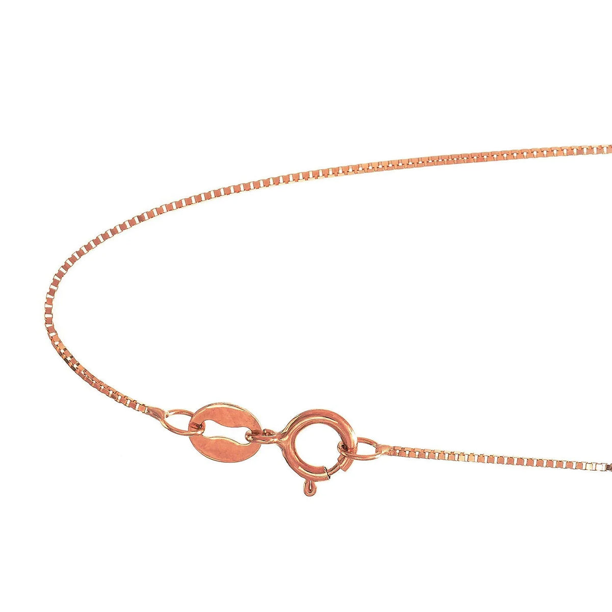 14k Solid Rose Gold Box Chain Necklace, Spring Ring Clasp - 16 Inches P4303