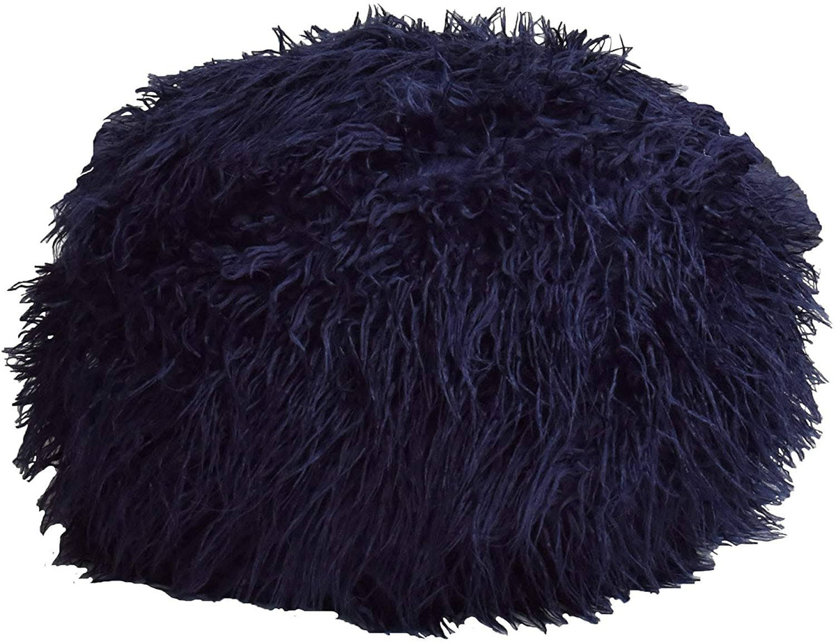 Navy Fuzzy Round Ottoman P629
