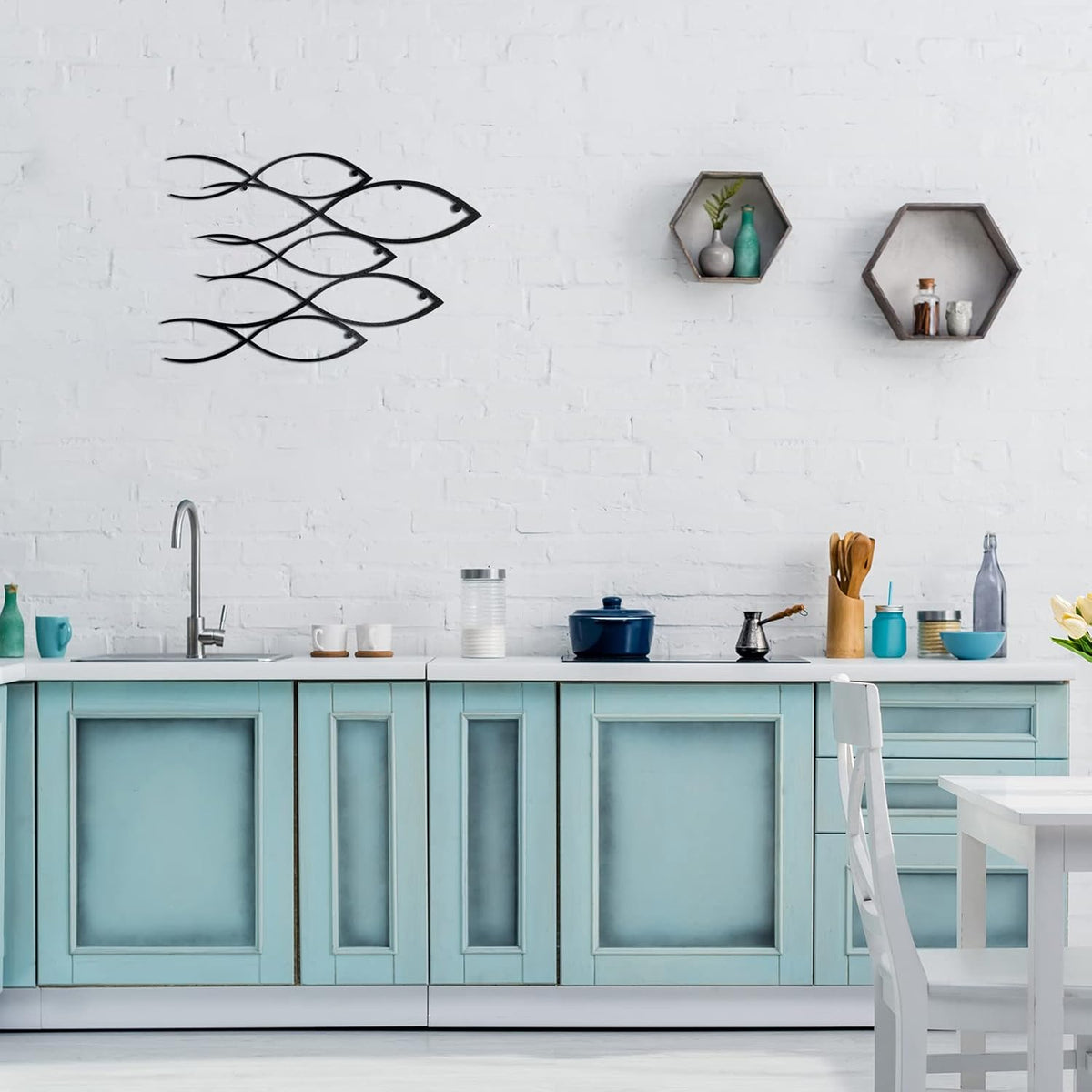 Nautical Metal Wall Art School of Fish, 40 x 26 cm D99698