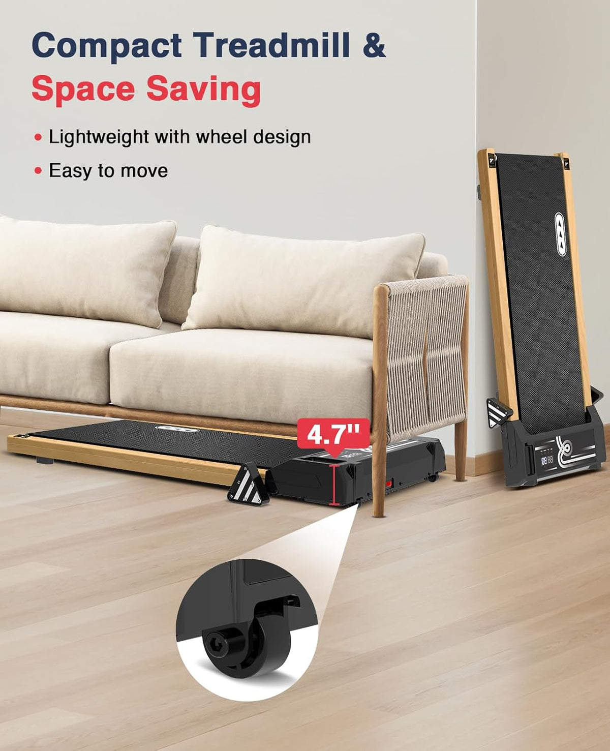 Wood Walking Pad with Incline Under Desk Treadmill M80543