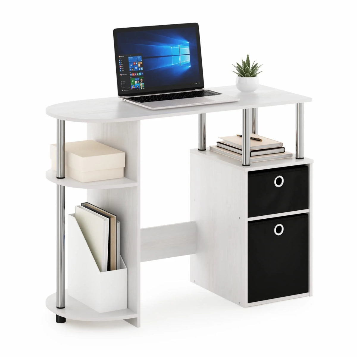 White Oak Computer Study Desk with Bin Drawers I990841