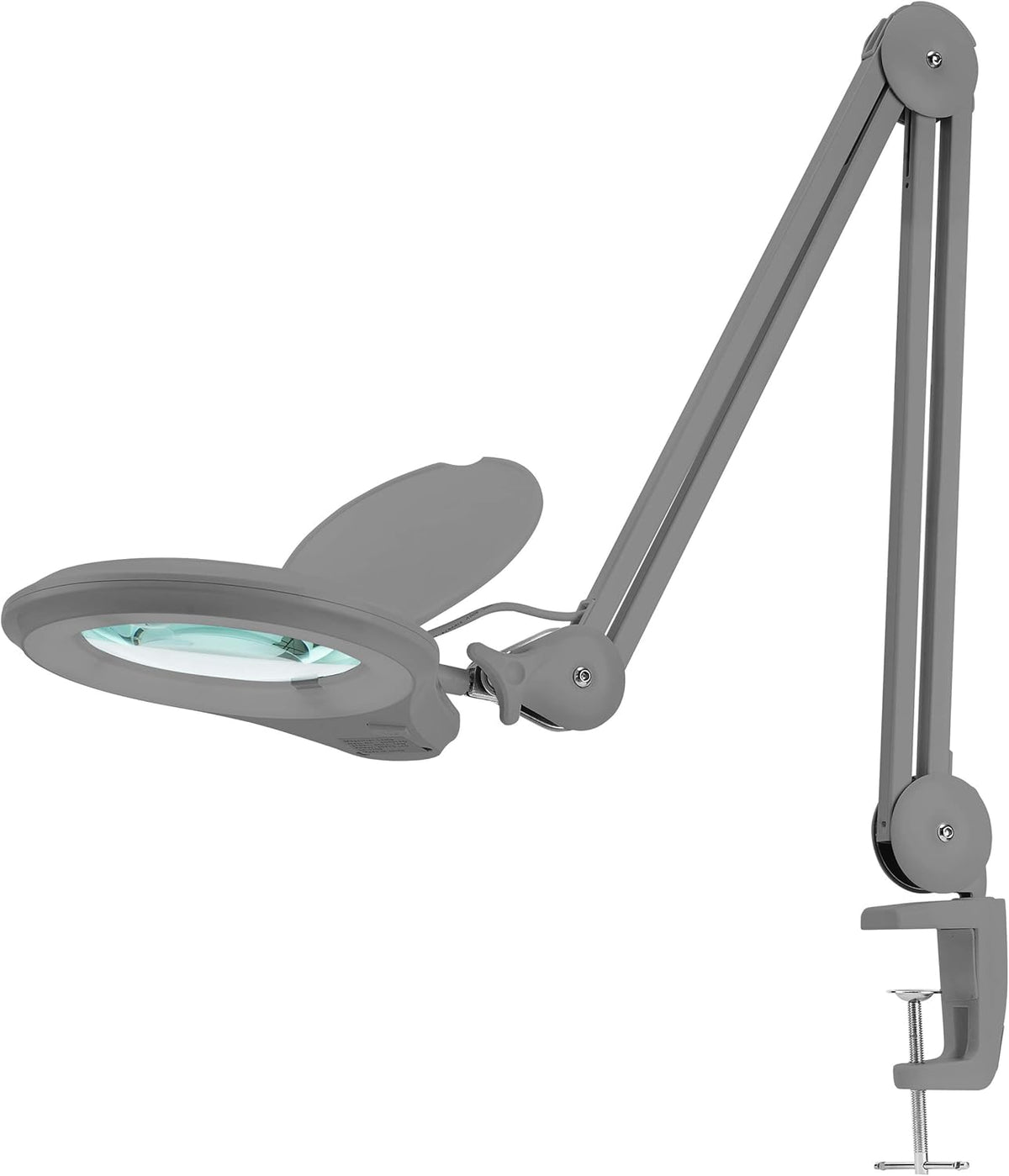 Gray 5 Inches Diameter Lens LED Magnifying Lamp with Clamp Q847