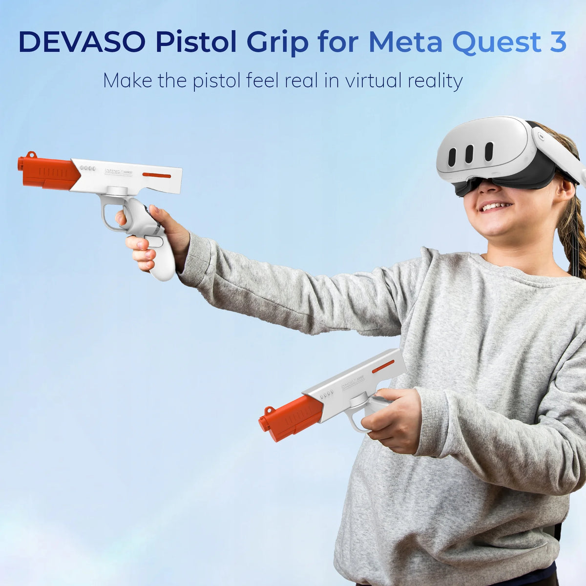 Orange & White Gun Stock for Meta Quest 3 K49968