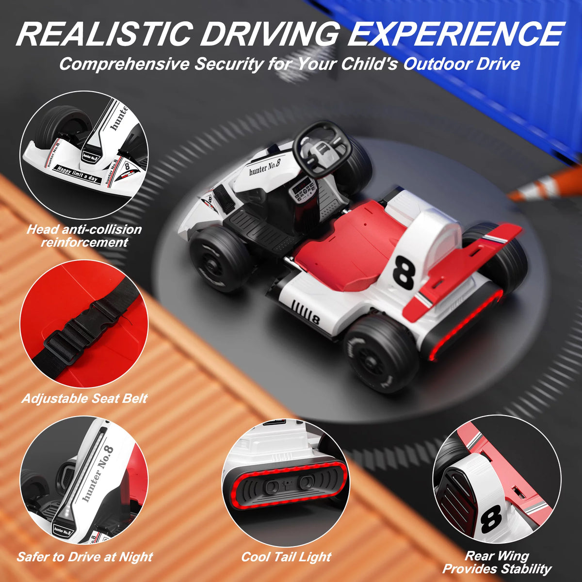 12V Battery Powered Electric Go Kart with Remote Control, White E981438