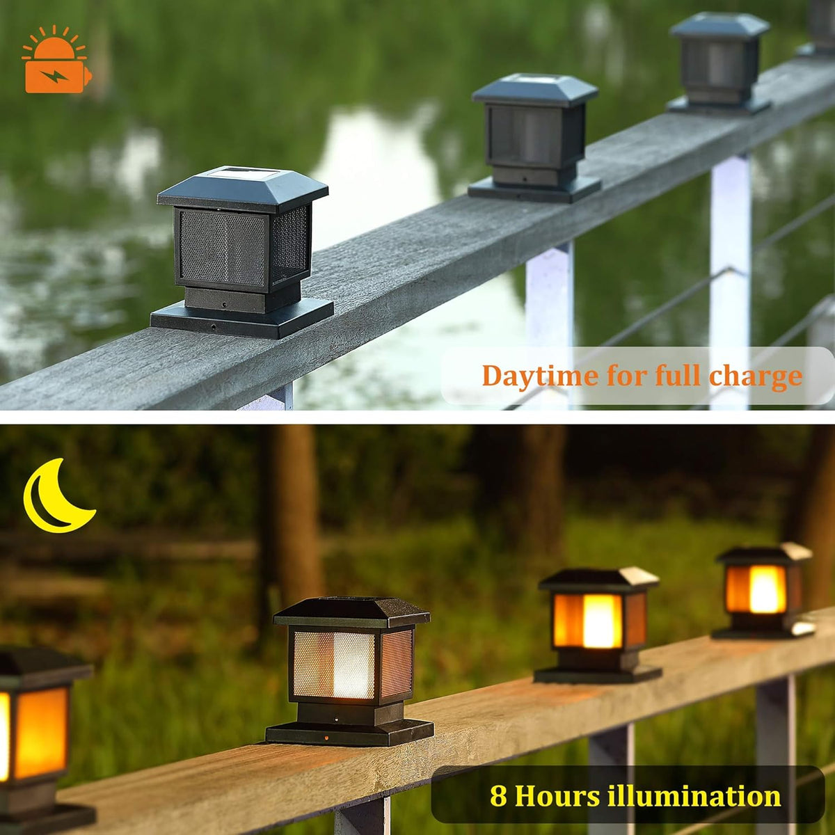 6 Pack Solar Flame Post Lights Z90592