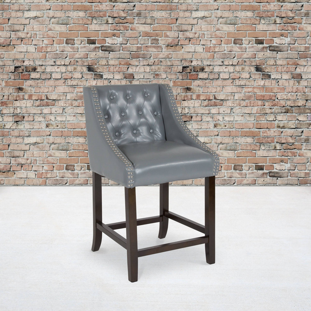Set of 2 Black Leather Fabric Wood Stools W3699