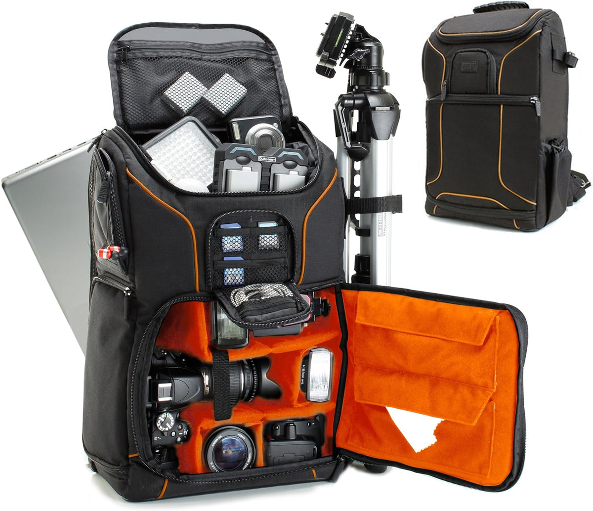 Red DSLR Camera Backpack with Laptop Compartment J9794
