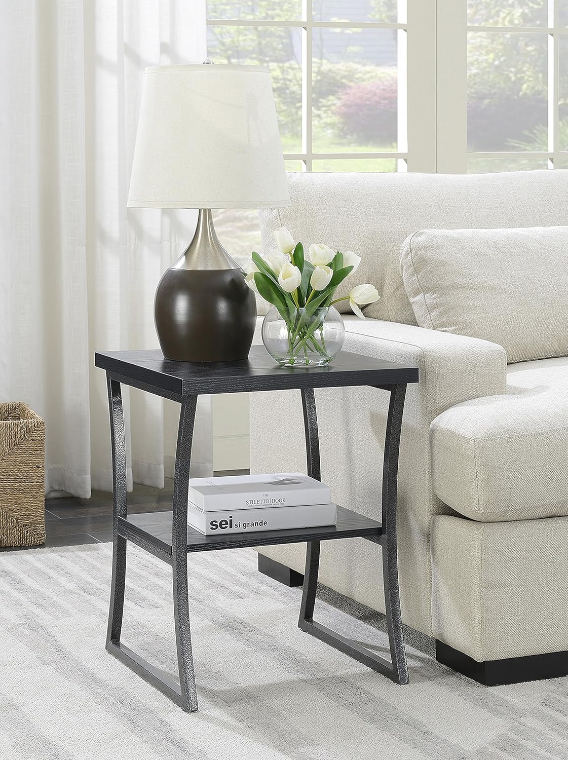Faux Birch Slate Gray End Table Pack of 2 X355