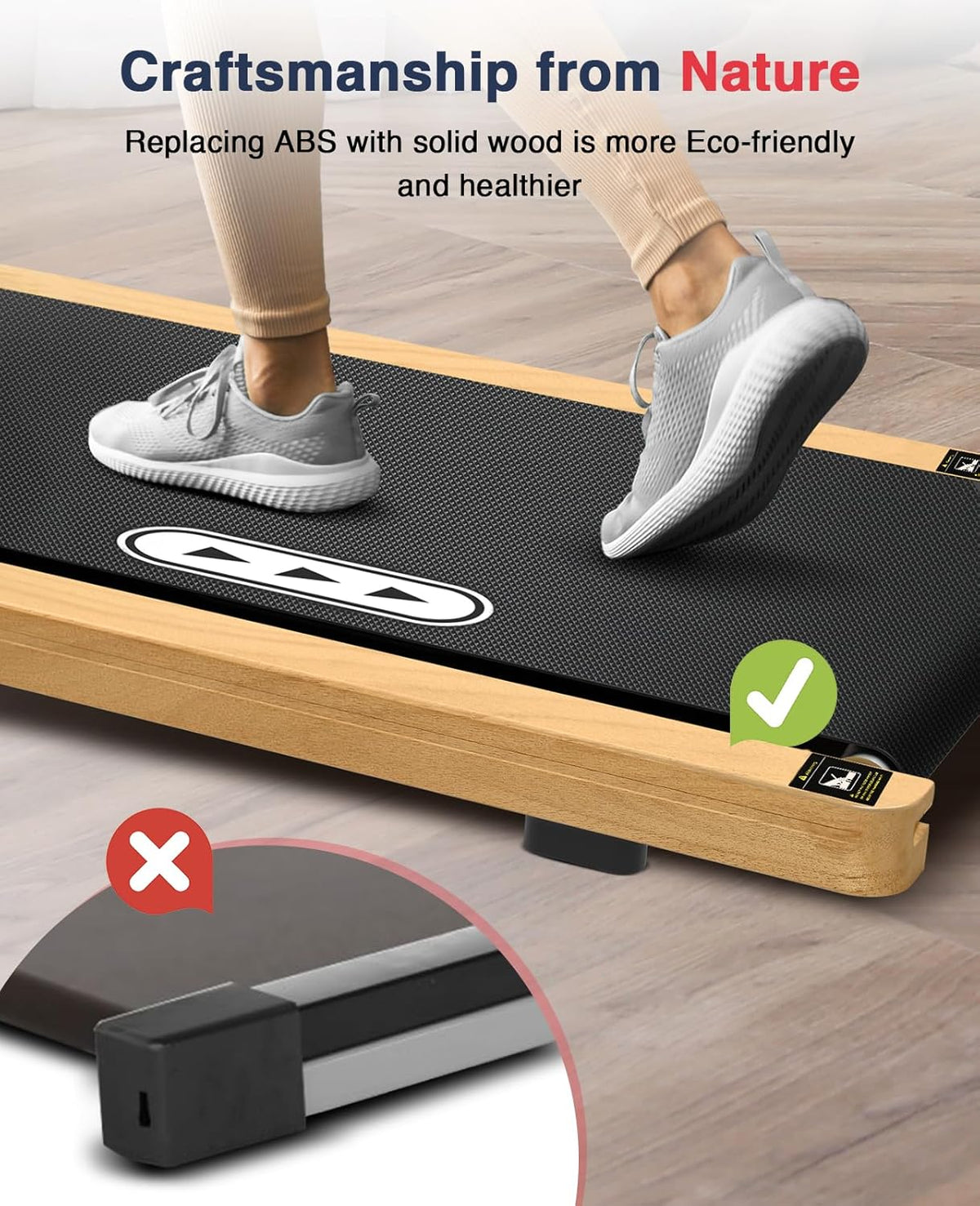 Wood Walking Pad with Incline Under Desk Treadmill M80543