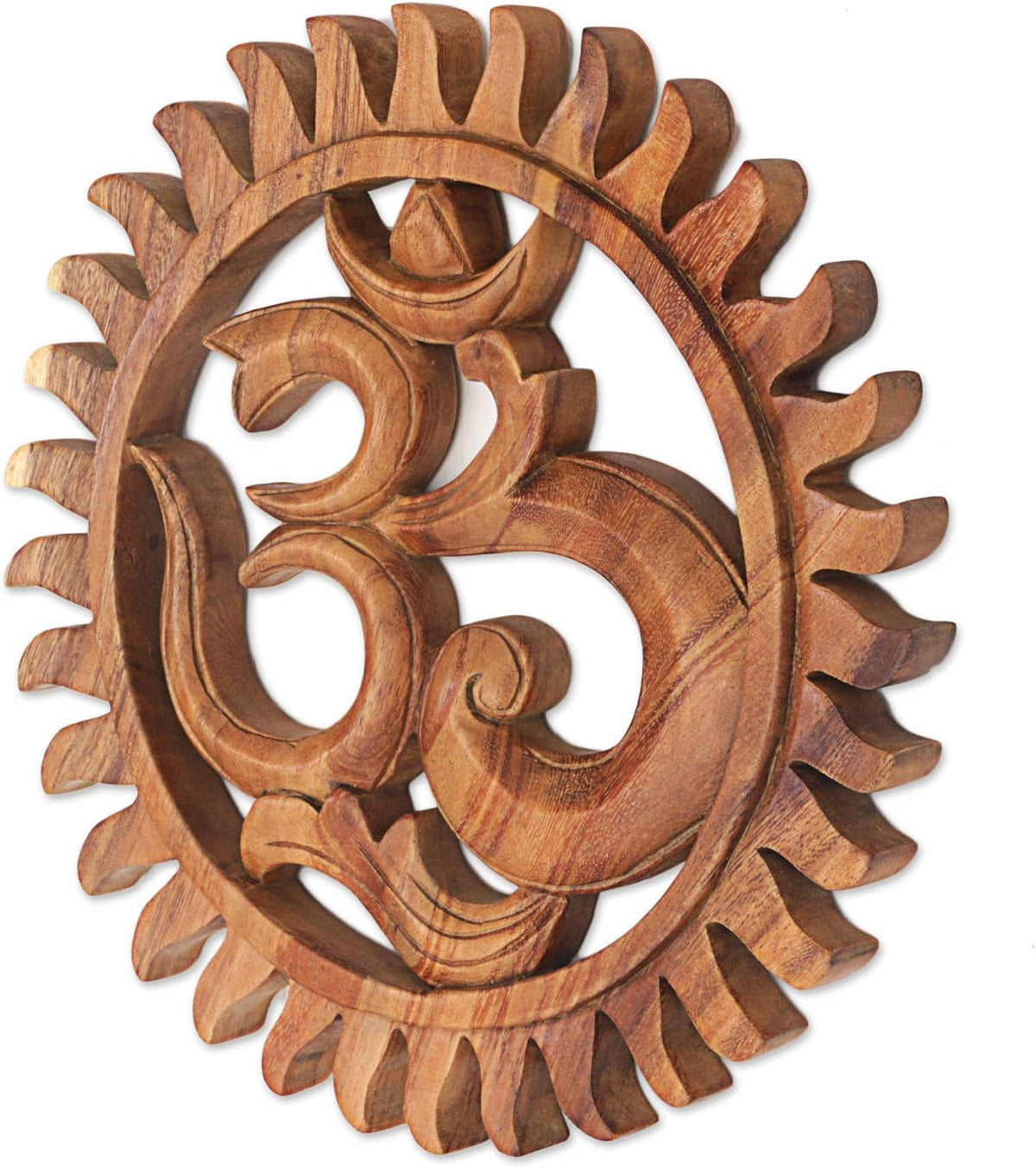 Brown Hand Crafted Suar Wood Relief Panel S857