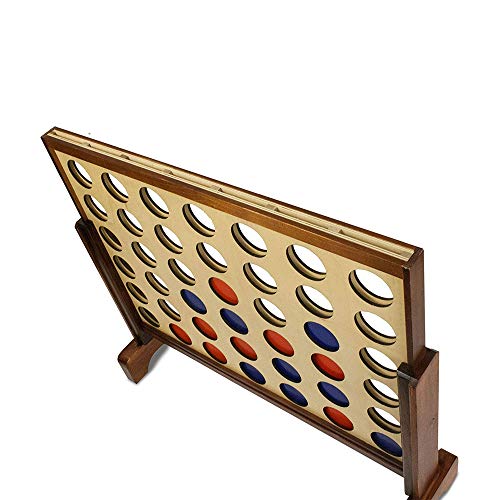 Wooden Four in a Row Game with 42pcs Chips and Carrying Bag Y294