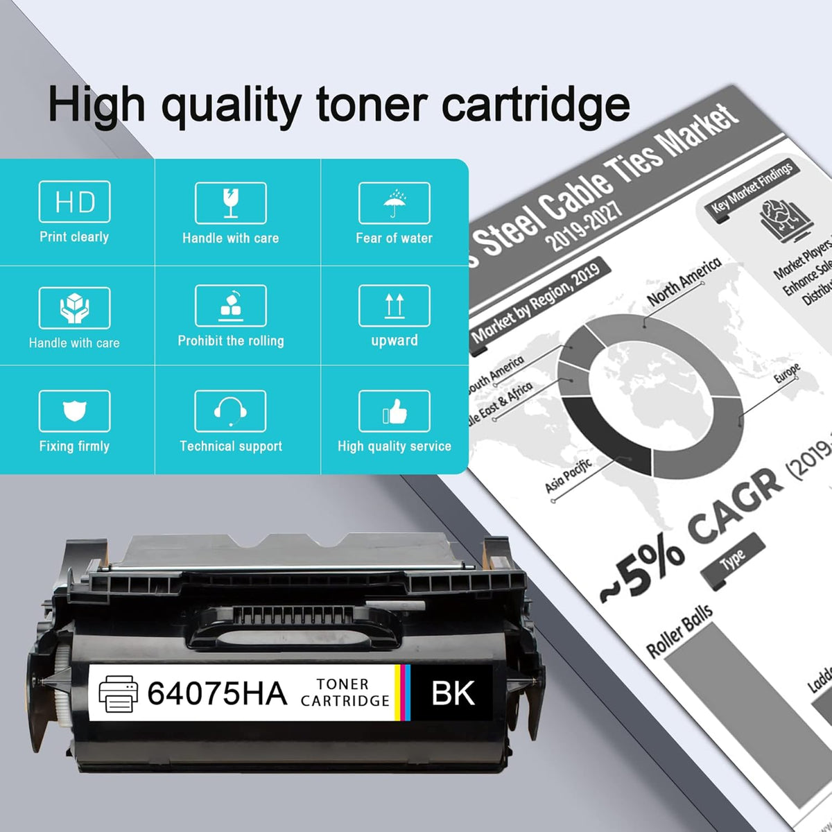 2 Pack Black Compatible 64075HA Toner Cartridge Q308232