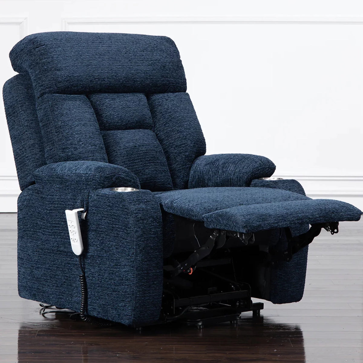Power Lift Recliner With Lumbar Support Chenille Dark Blue I41429