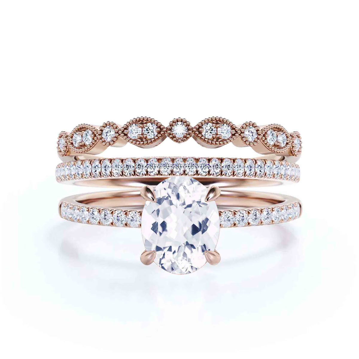 2.50 Carat Oval Diamond Moissanite Engagement Ring in 925 Sterling Silver With 18k Rose Gold Plating K780