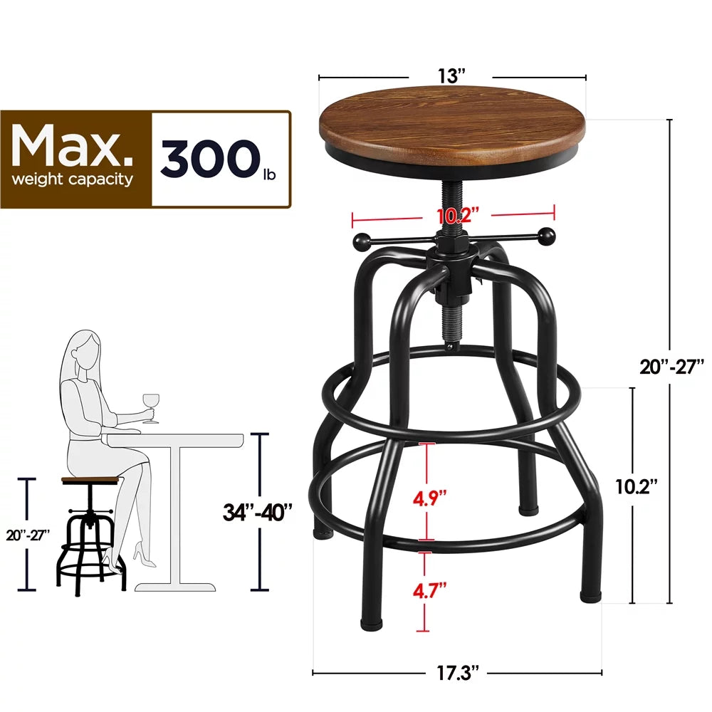Round Wood Metal Bar Stool Z163