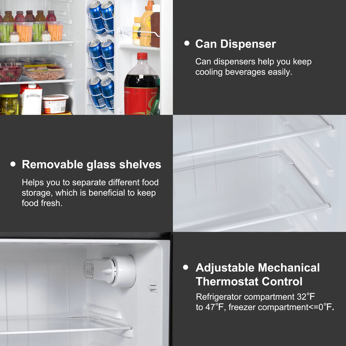 4.6 Cu ft Two Door Mini Refrigerator with Freezer, Stainless Steel V5692