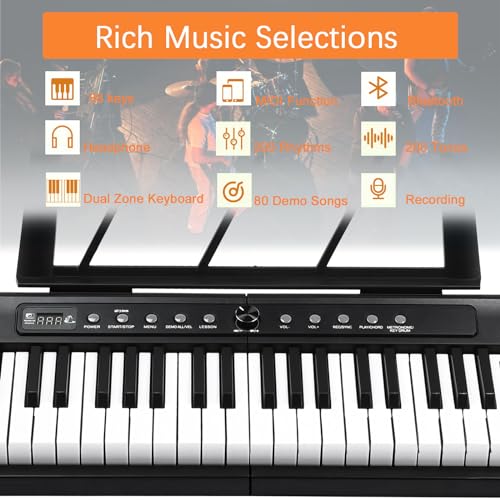88 Key Semi Weighted Digital Piano with Music Stand J620844