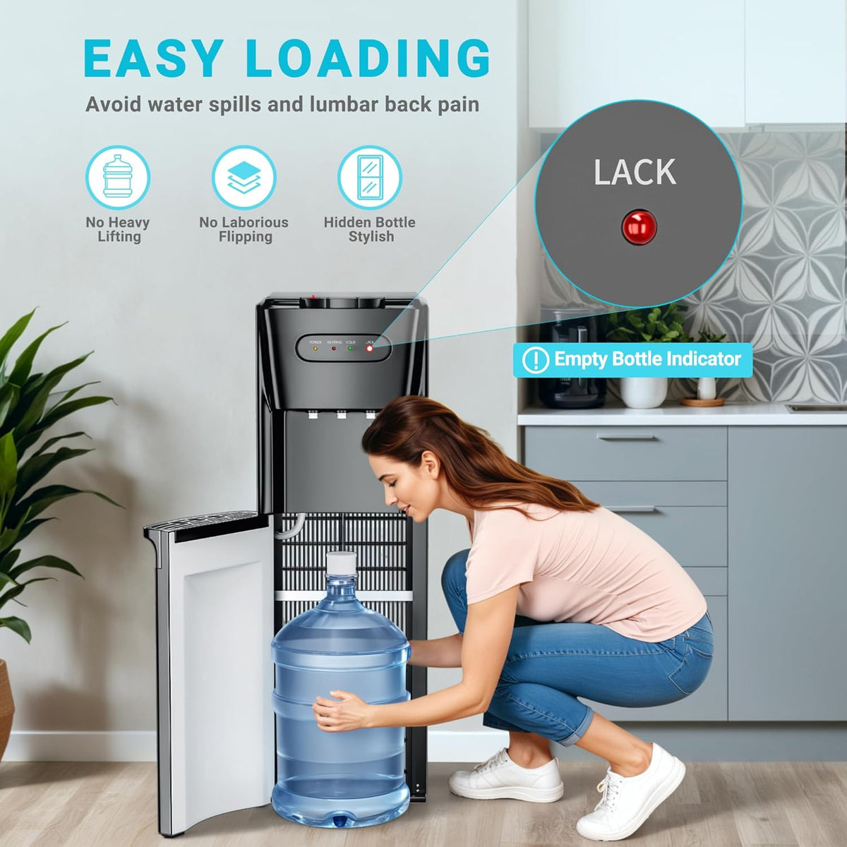 Bottom Loading Water Cooler Dispenser Hot Cold Room Temp for 3 or 5 Gallon Bottles M12802