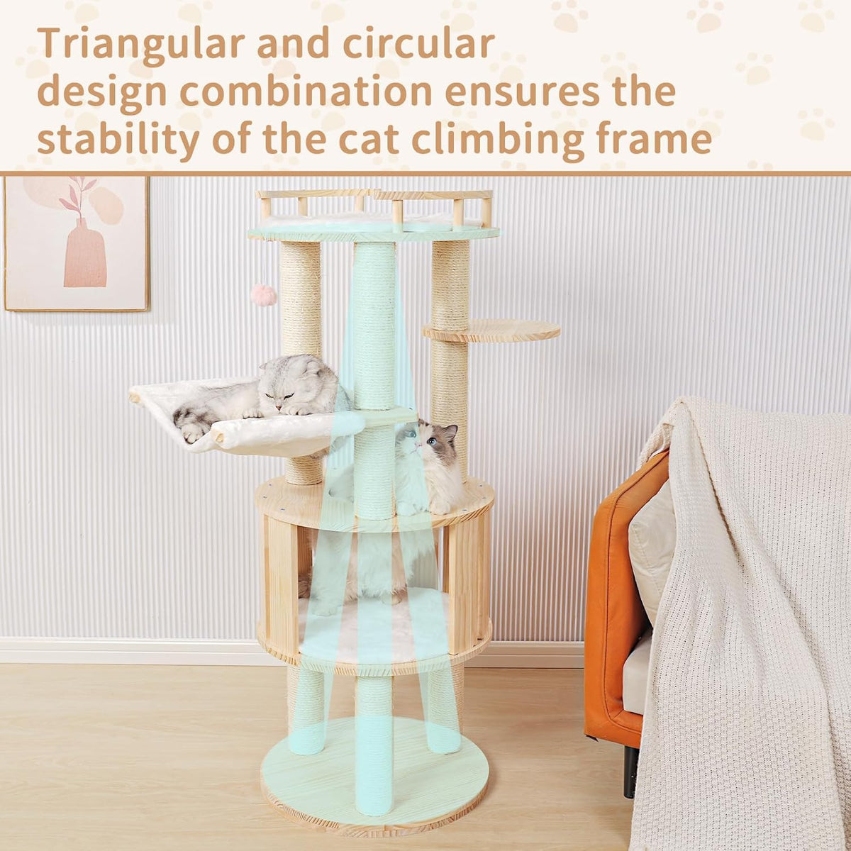 Solid Pine Cat Scratching Tree C55334