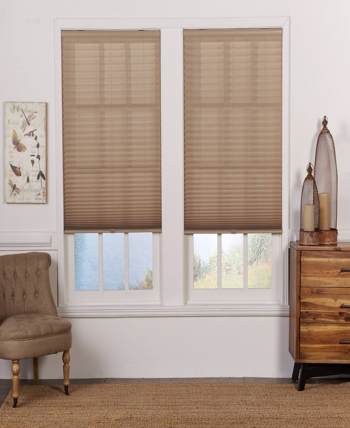 Cordless Light Filtering Pleated Shade 32.5X64 Camel U897090
