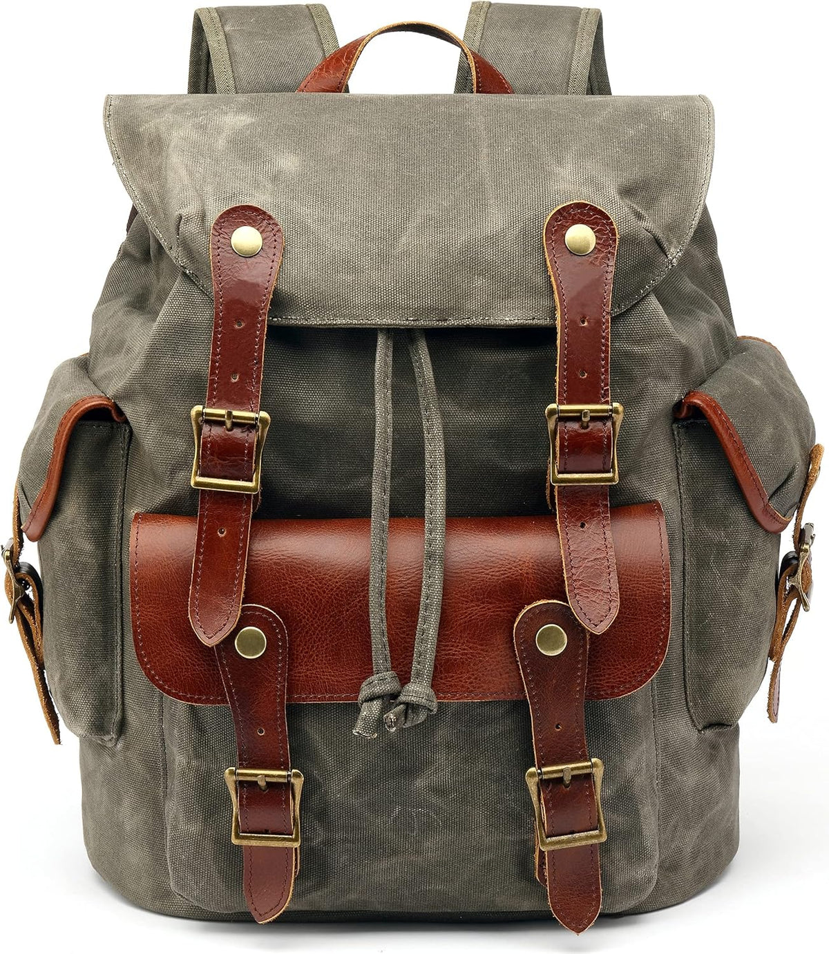 Waxed Canvas Leather Backpack J58938
